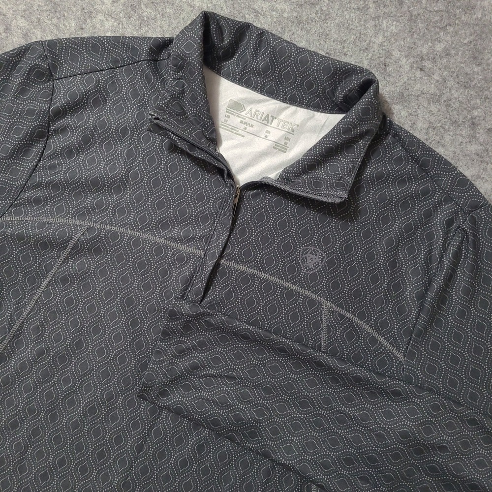Ariat Quarter Zip Pullover Women Size M Gray Geometric Print Performance Top